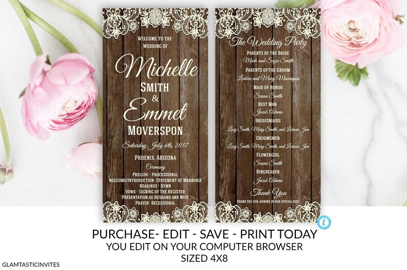 Wedding Programs Rustic Online Wedding Programs Cheap Etsy