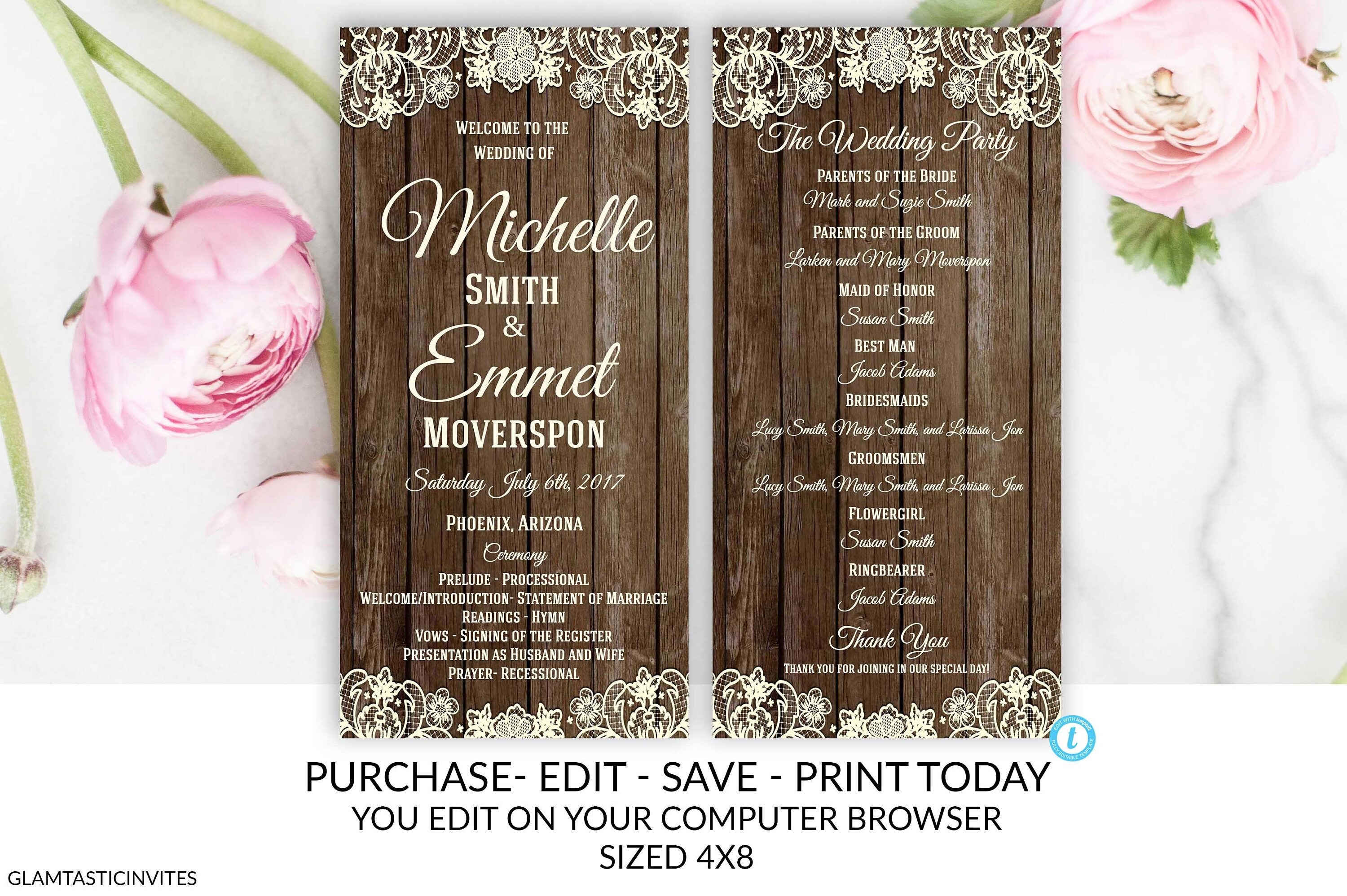 Wedding Programs Rustic Online Wedding Programs Cheap Etsy