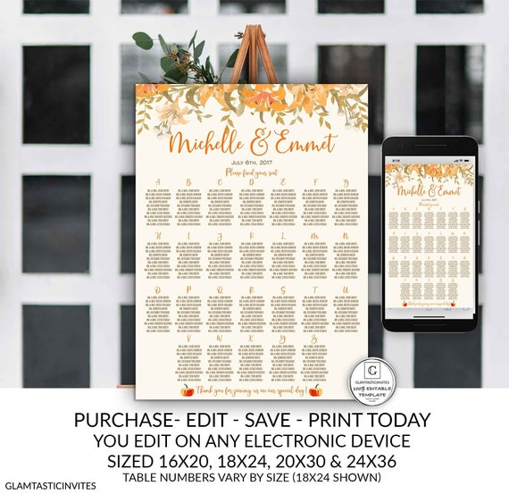 Custom Wedding Seating Chart