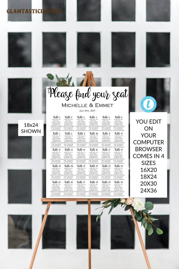 Editable Wedding Seating Chart