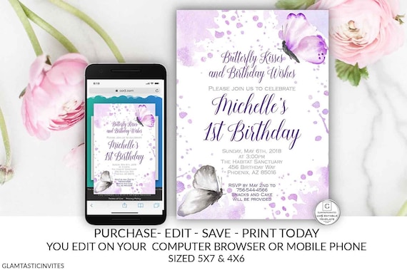 butterfly birthday invitation purple butterfly butterflies party invite online