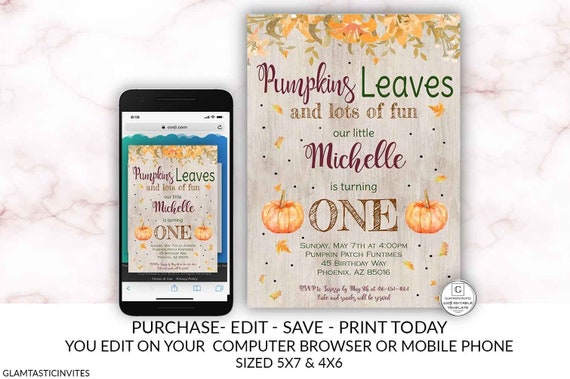 Little Pumpkin Invitation, Pumpkin Birthday Invitation, Fall, Autumn, 1st Birthday Invites, Pumpkin, Birthday, Girl Invitation, Boy Invite