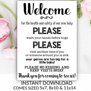 Waschen Sie Ihre Hände Zeichen, neue Baby-Zeichen, bitte waschen Sie Ihre Hände, Instant Download, Sie drucken, waschen Hände Zeichen, Haustür Zeichen