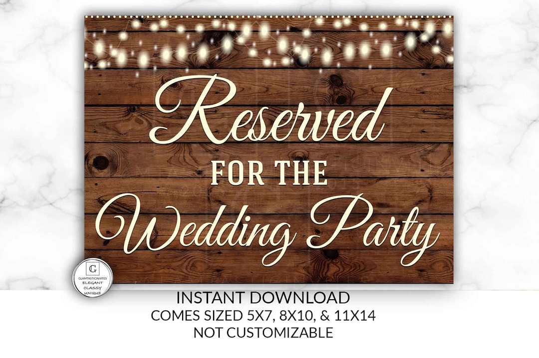 Printable Wedding Sign, Reserved Sign, Rustic Reserved Sign, Printable Sign, Wedding Sign ...