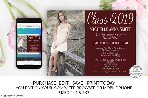 Elegant Graduation Invitation Template Free Vector
