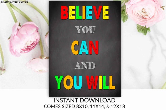 Classroom Decor, Teacher Decor, Believe You Can and You Will, Teacher Gift, Educational Decor, Classroom Decoration, Instant Download,Class Il_570xn