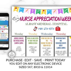 Nurse Appreciation Editable Printable Sign Template, Nurses Week ...
