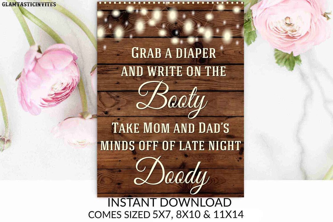 Late Night Diapers Baby Shower Rustic Sign, Printable, Digital, Late ...