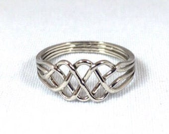Infinity Puzzle Ring , the Original Friendship ring in Sterling Silver Slim StyleTreasurebox83