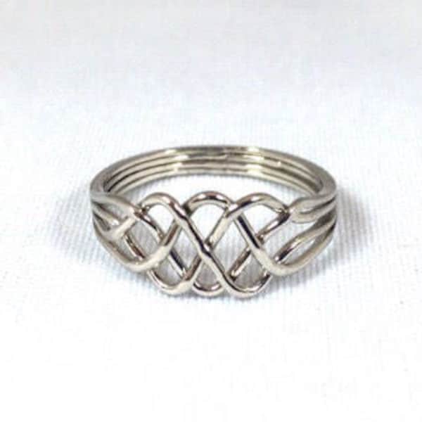 Infinity Puzzle Ring , the Original Friendship ring in Sterling Silver Slim StyleTreasurebox83