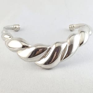 Italian Sterling Silver Cuff Bracelet Shiny Finish Adjustable BR05