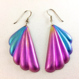 Vintage Titanium Heat Treated Rainbow Earrings Large, #TEg-1