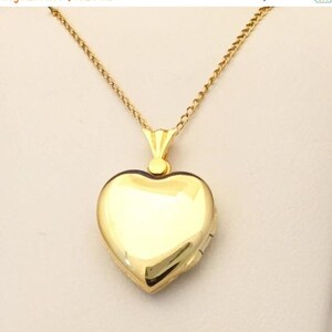 Locket Heart Shape Vintage Medium Plain Sterling Silver 14kt Gold Plated G17