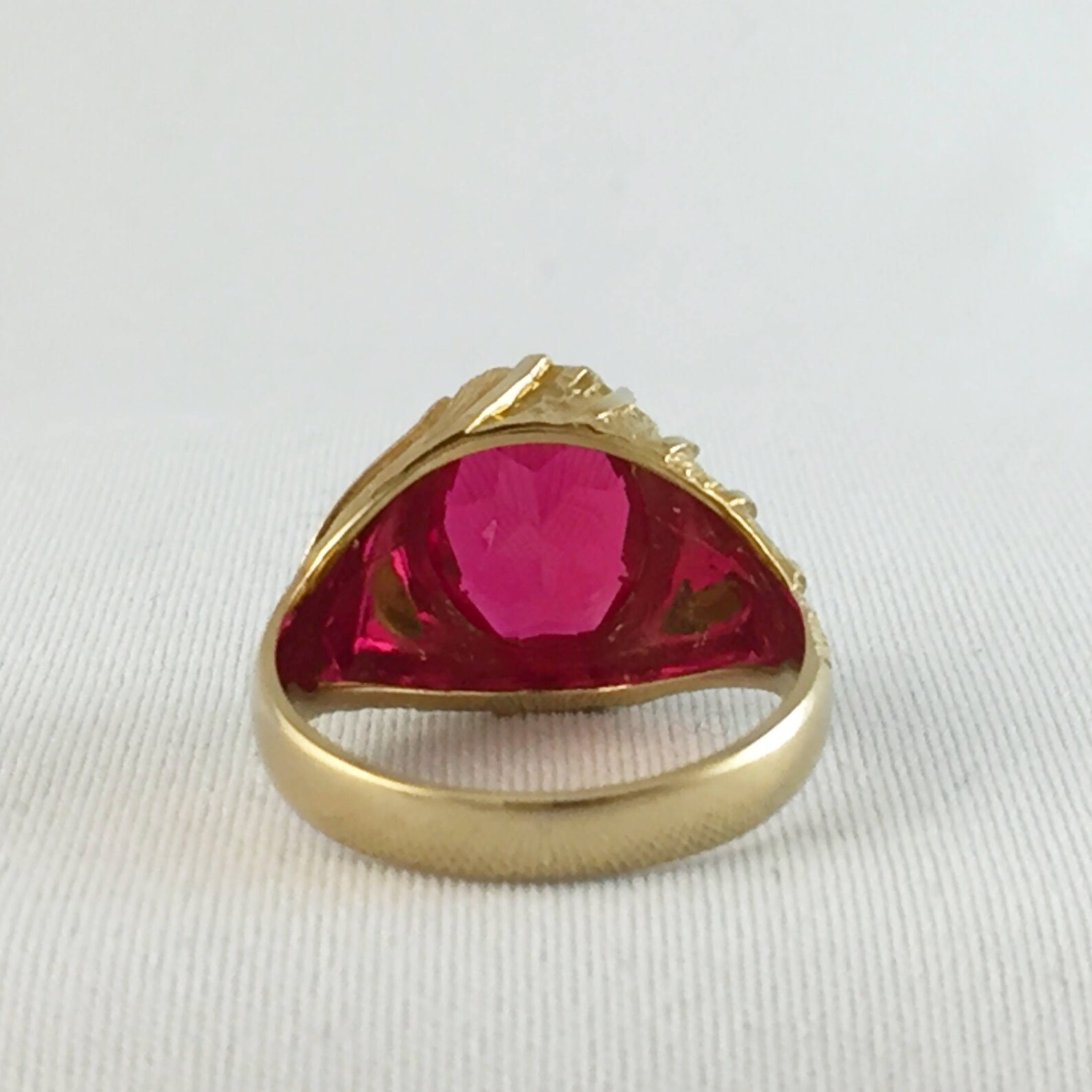 Synthetic Ruby Men's Ring 9 Oval Cut 12x19 Mm 14K Gold | Etsy