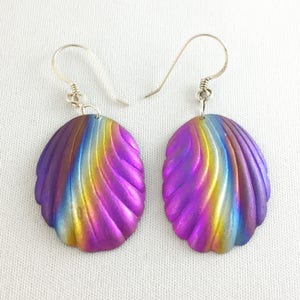 Vintage Titanium Heat Treated Rainbow Earrings Medium, #TEL-1 Last one