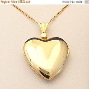 Locket Heart Shape Vintage Medium Plain Sterling Silver 14kt Gold Plated G18