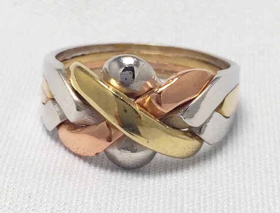 Puzzle Ring 14k Tri Color Gold. the Original Friendship Ring
