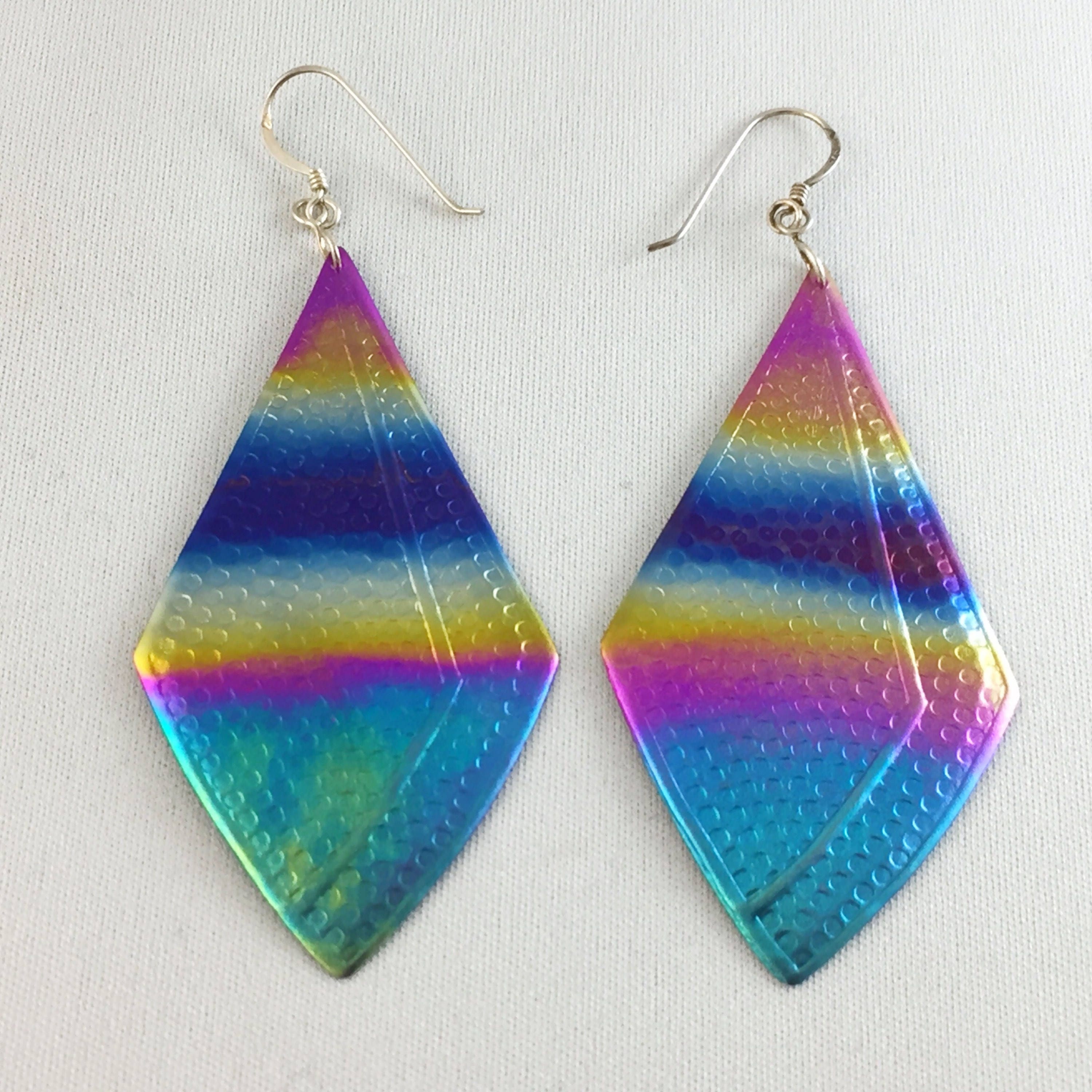 Rainbow titanium earrings deals