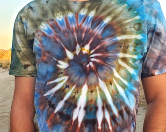 Forest Spiral Tie Dye Shirt, Short Sleeve Adult or Women's Tie Dye T Shirt, 100% Ring Spun Cotton