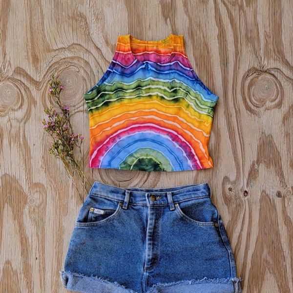 Over the Rainbow Crop Top, Tie Dye Crop Top, Bohemian Clothing