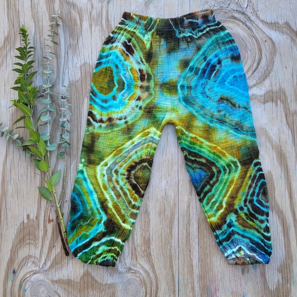 Mossy Geode Harem Baby Pants, Tie Dye Harem Toddler Pants, Hippie Toddler