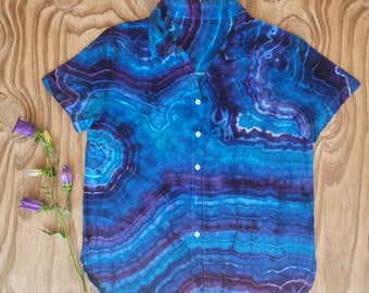 Women's Tie Dye Button Up, Geode Tie Dye, Button Up