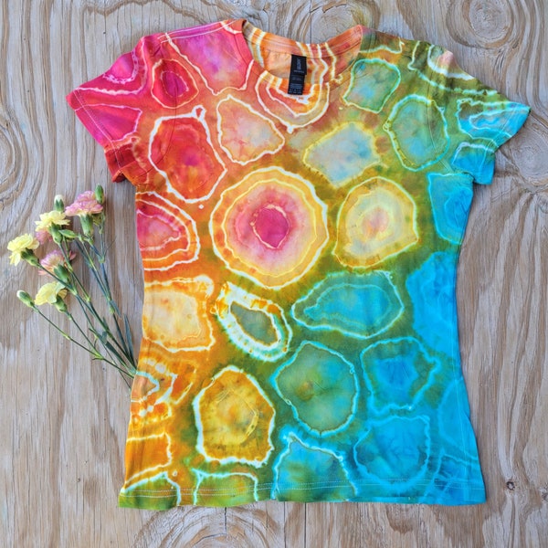 Rainbow Rocks  Tie Dye Shirt, Short Sleeve Adult or Women's Cut Tie Dye,