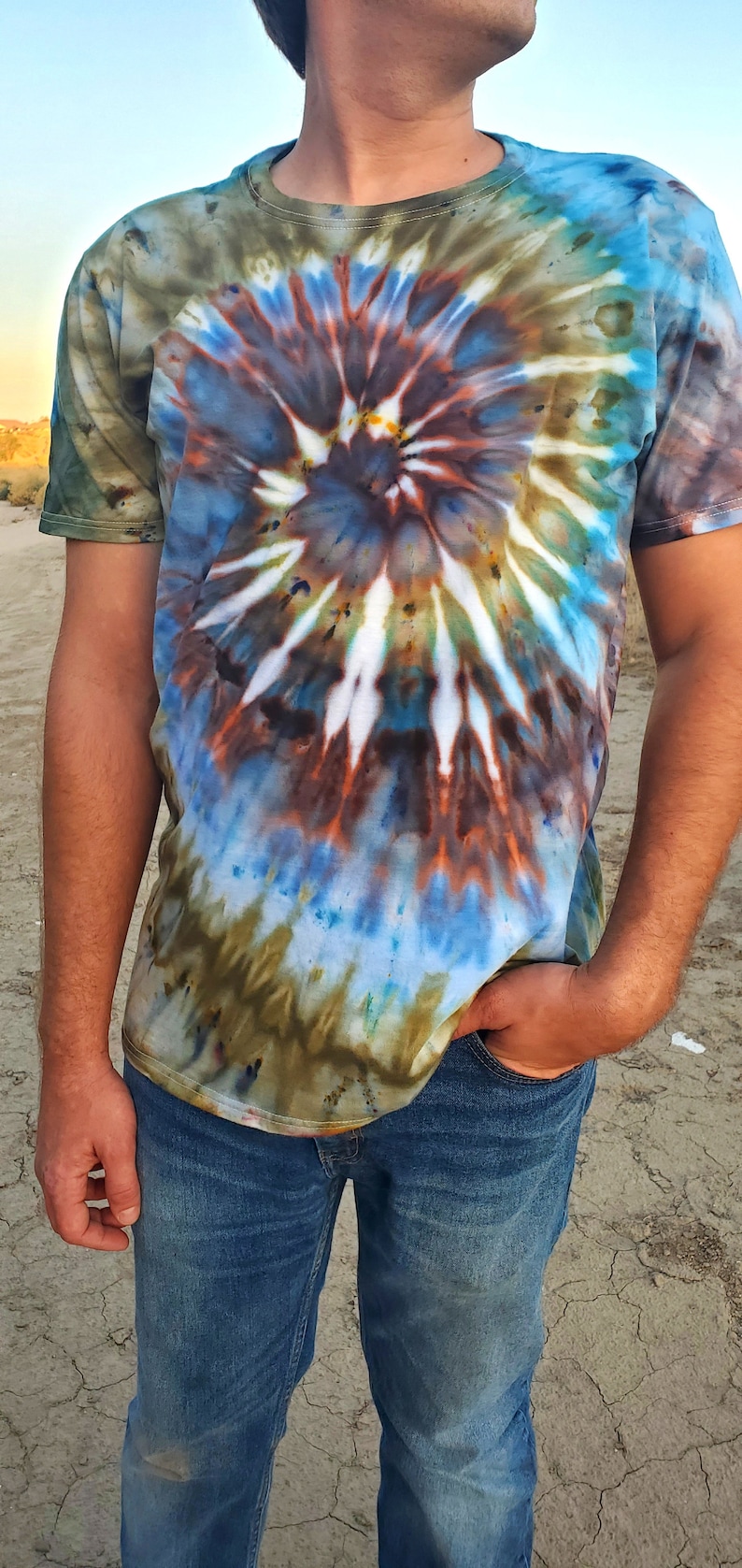 Forest Spiral Tie Dye Shirt, Short Sleeve Adult or Women's Tie Dye T Shirt, 100% Ring Spun Cotton image 1