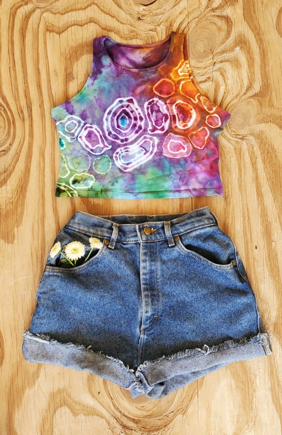 Mellow Rainbow Tie Dye Crop Top Tie Dye Crop Top Bohemian | Etsy