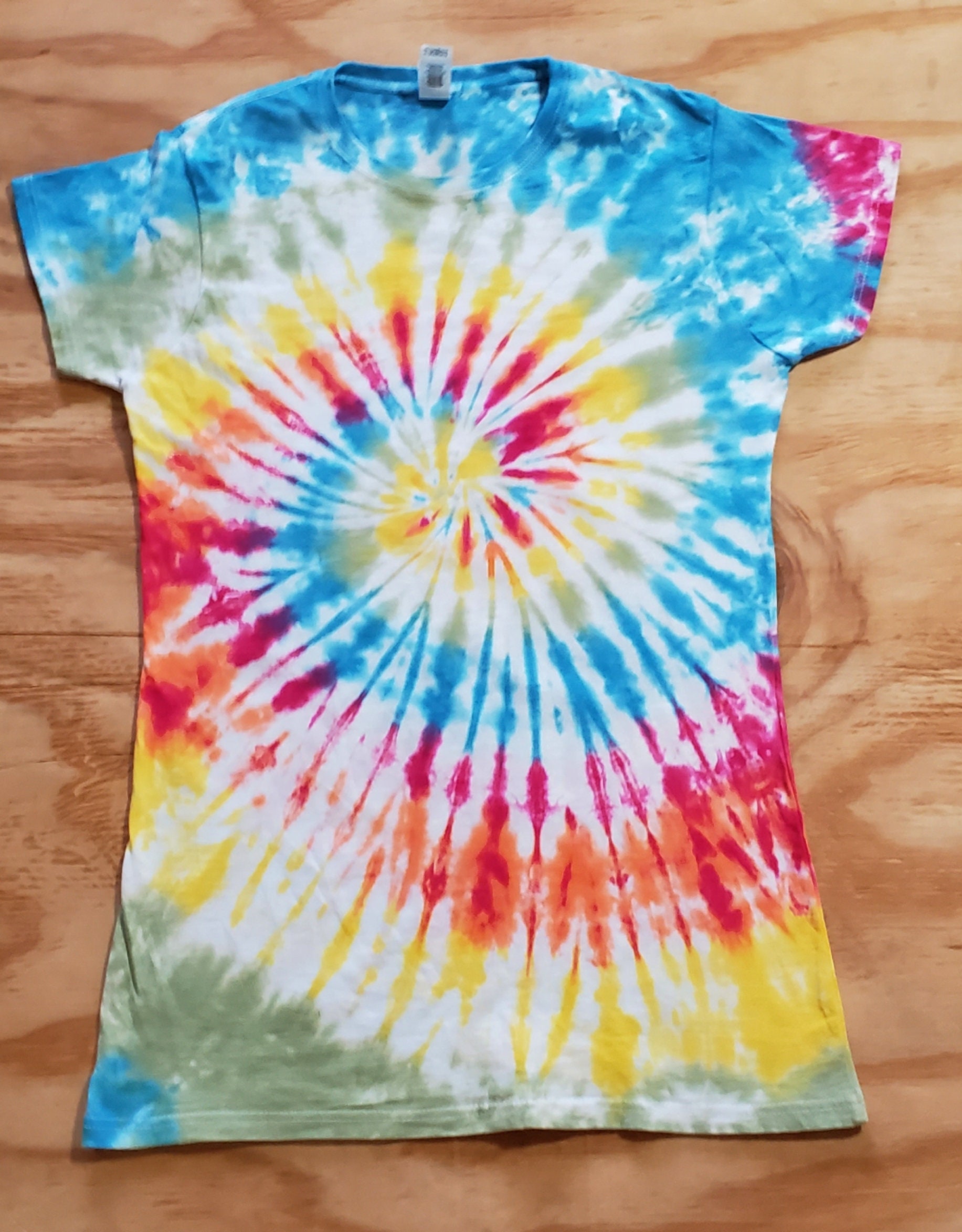 Traditional Rainbow Spiral Tie Dye Shirt Short Sleeve Adult | Etsy