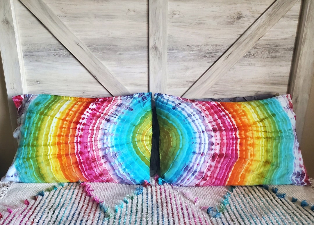 Boho Rainbow Pillow Cases Tie Dye Pillow Cases Set of 2 Etsy