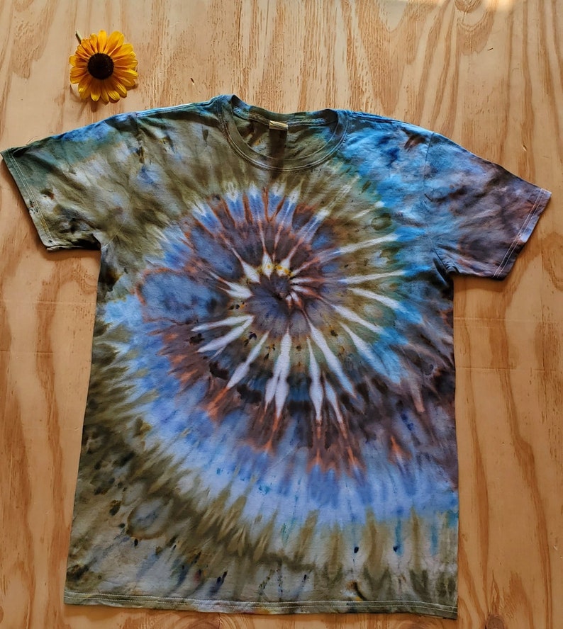 Forest Spiral Tie Dye Shirt, Short Sleeve Adult or Women's Tie Dye T Shirt, 100% Ring Spun Cotton image 3