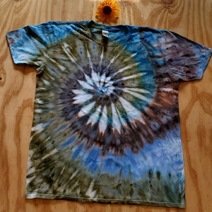 Forest Spiral Tie Dye Shirt, Short Sleeve Adult or Women's Tie Dye T Shirt, 100% Ring Spun Cotton image 4