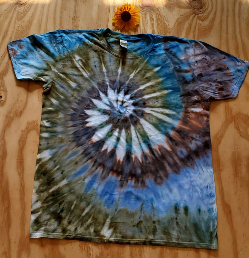 Forest Spiral Tie Dye Shirt, Short Sleeve Adult or Women's Tie Dye T Shirt, 100% Ring Spun Cotton image 4