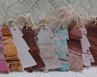 Christmas tree tags, Rustic Christmas tree tags, Holiday tags, Gift tags, 3 1/4&quot; x 2&quot;, Set of 10