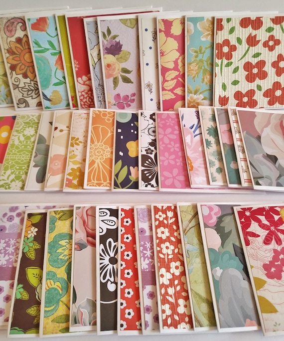 Floral Mini Note Cards, Bulk Mini Note Cards, Assorted Floral Mini Notecards,  Set of 25 or 100, 3 X 3 Cards. Not Suitable for Mailing. 