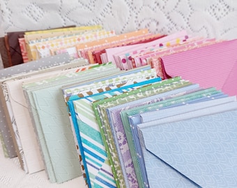 3 1/8" x 3 1 /8" Mini envelopes, Handmade mini envelopes, Small envelopes, Bulk variety envelopes, Set of 25. Not suitable for US mailing