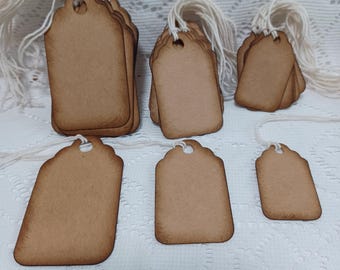 Assorted Kraft gift tags, Favor tags, Rustic, Price tags, Set of 30 Tags in 3 sizes (10 each): 2 1/2"x 1 1/2", 2" x 1 3/16", 1 1/2" x 7/8"
