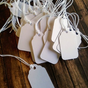 Mini price tags, jewelry tags, gift tags, small price tags, White jewelry tags, set of 25, 7/8 x 1 1/2 image 1