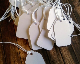 Mini price tags, jewelry tags, gift tags, small price tags, White jewelry tags, set of 25, 7/8" x 1 1/2"