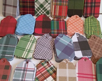 Plaid gift tags, Gift tags, Variety gift tags, Price Tags, Bulk gift tags, Set of 25 or 100, Size 2 1/2" x 1 1/2"