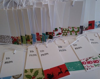 Christmas gift tags, Christmas tags, Favor tags, Hang Tags, White Tags, Bulk Gift Tags, To From Tags