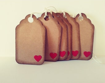 Kraft gift tags, Heart Favor tags, Kraft heart tags, Wedding tags, Rustic tags, Price tags, Set of 25, Size 2 1/2" x 1 1/2"