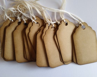 Kraft gift tags, Favor tags, Kraft tags, Wedding tags, Rustic tags, Price tags, Set of 25 or 100, Size 2 1/2"x 1 1/2"