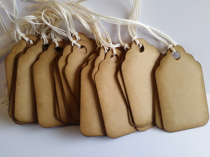 Kraft gift tags, Favor tags, Kraft tags, Wedding tags, Rustic tags, Price tags, Set of 25 or 100, Size 2 1/2x 1 1/2 image 1