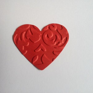 Red hearts, Embossed hearts, Paper hearts, Heart punches, Heart die cuts, Heart confetti, Wedding hearts, Valentine hearts, Set of 100 image 2