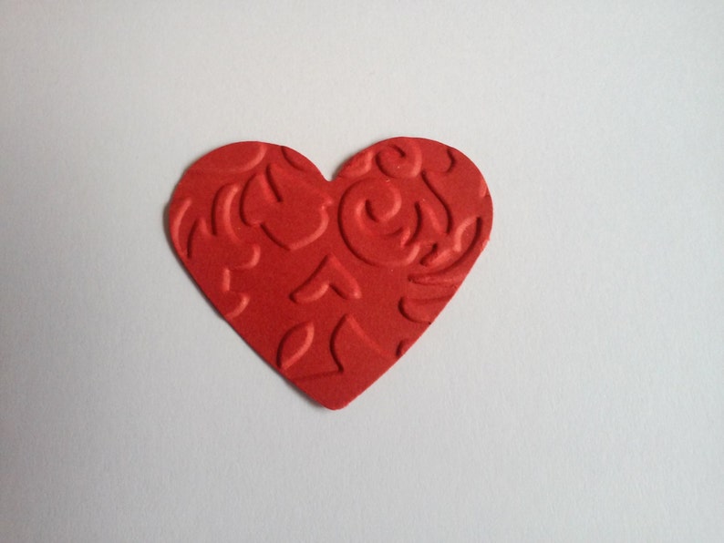 Red hearts, Embossed hearts, Paper hearts, Heart punches, Heart die cuts, Heart confetti, Wedding hearts, Valentine hearts, Set of 100 image 2