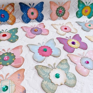 Paper Butterfly Embellishments, Junk Journal Butterflies, Butterfly Die cuts, 2&quot; x 1 3/4&quot; Set of 6