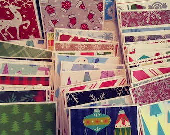 Christmas mini note cards, Bulk mini note cards, Assorted Christmas note cards, Set of 25 or 100, 3 x 3 cards, Not suitable for US mailing