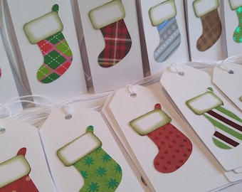 Christmas stocking tags, Christmas tags, Holiday tags, Gift tags, Rustic white Christmas tags